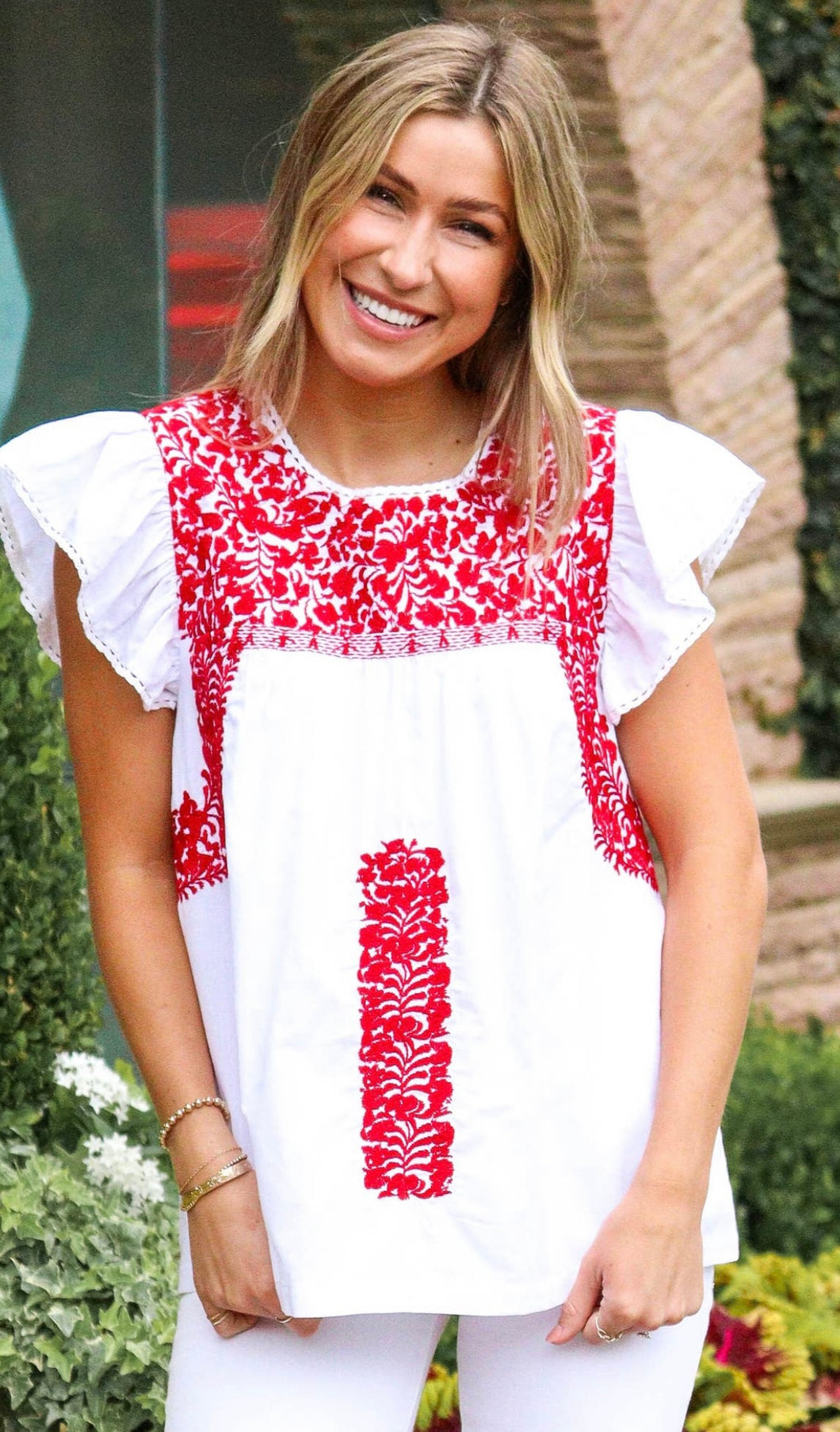 Game day ruffle top-red